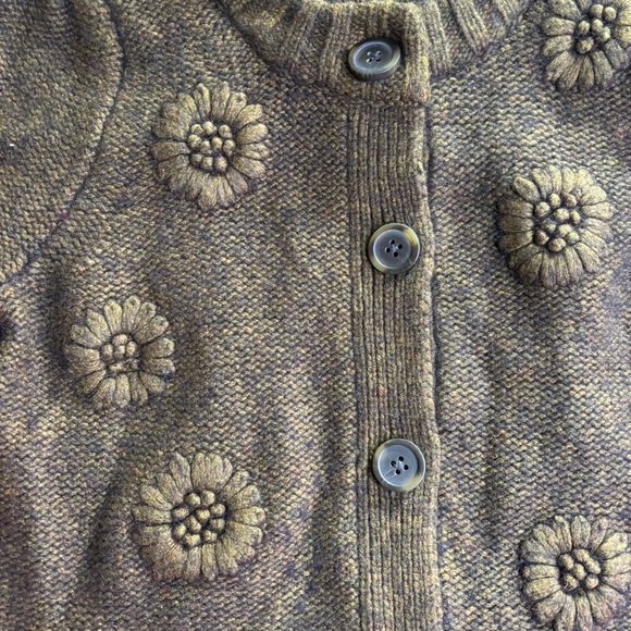 Madewell Embroidered Edencroft Olive Wool Blend Women's Cardigan, Size S - Picture 3 of 8